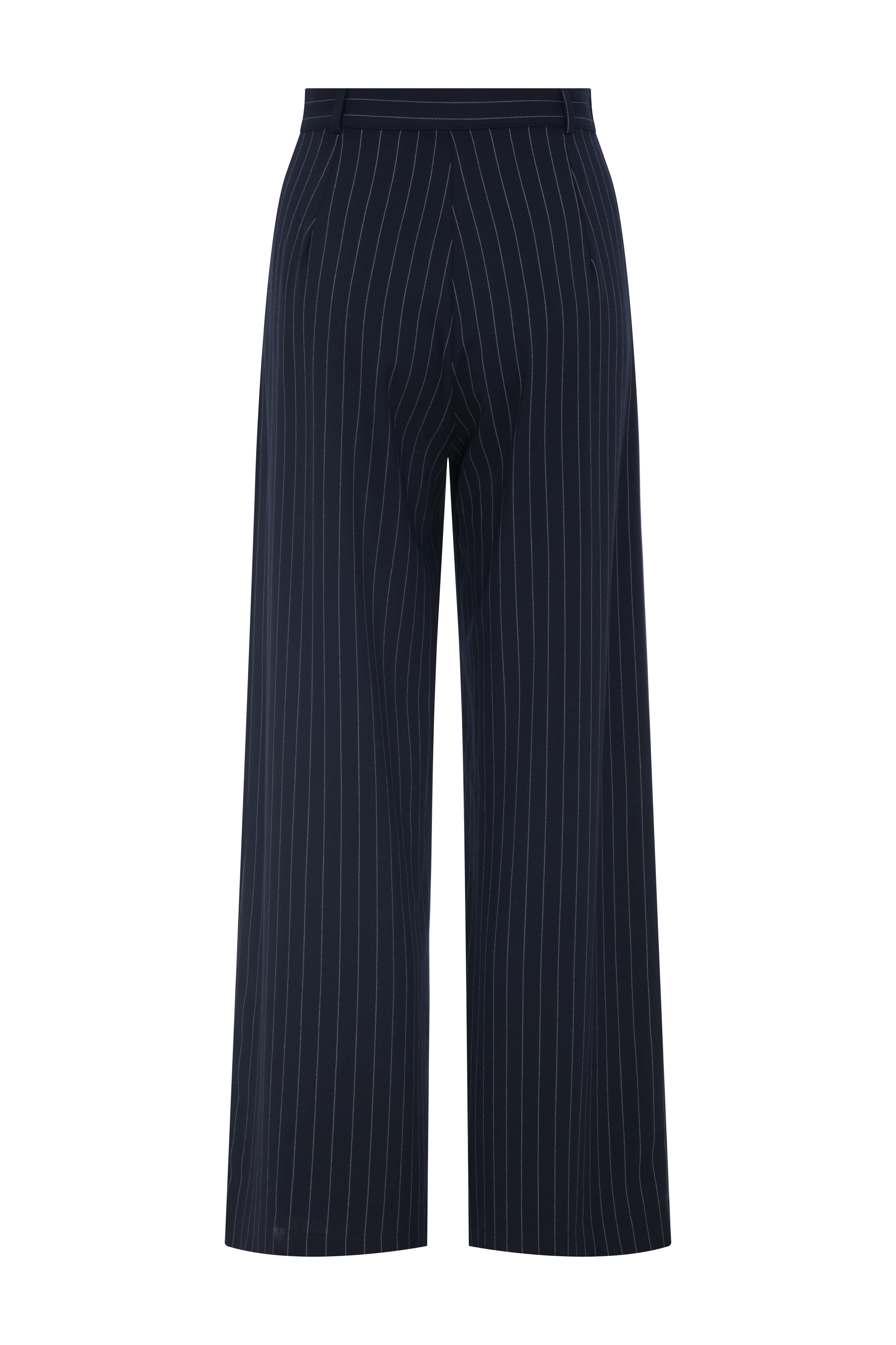 BLAIRE Striped Navy Blue Trousers